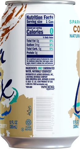 La Croix, Water Sparkling Coconut, 12 Fl Oz, 12 Pack
